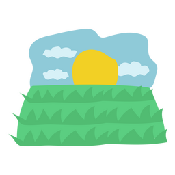 Nature scenery field with the sun flat PNG Design