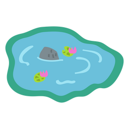 Nature scenery pond with plants semi flat PNG Design