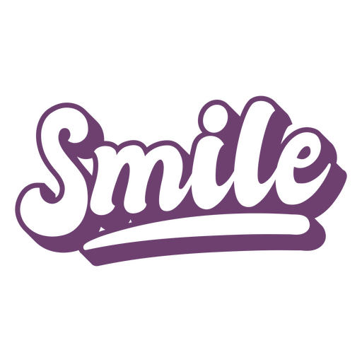 Sonrisa de letras retro púrpura Diseño PNG