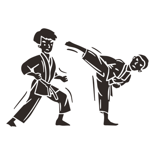 Karate schneidet Gekritzelkampf aus PNG-Design