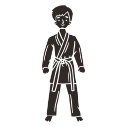 Caratê cortado doodle menino em pé Desenho PNG