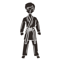Karate cut out doodle standing boy PNG Design