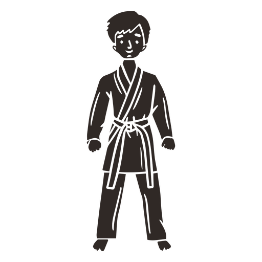 Karate cut out doodle standing boy