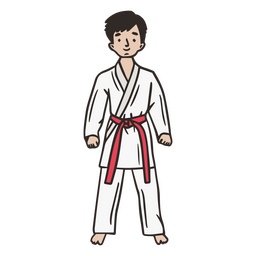 Garoto de faixa vermelha de doodle de karatê Desenho PNG