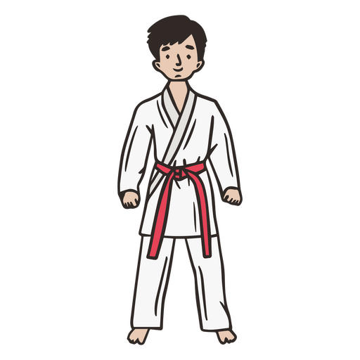 Karate doodle ni?o cintur?n rojo Diseño PNG