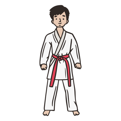 Karate doodle niño cinturón rojo Diseño PNG