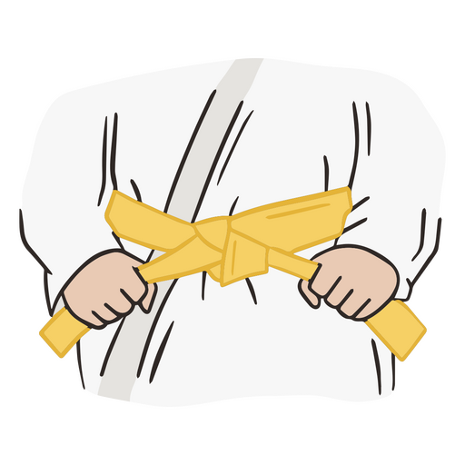 Cintur?n amarillo de garabato de karate Diseño PNG