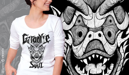 Gargoyle monster hand drawn t-shirt psd