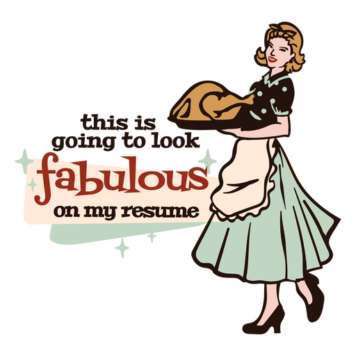 50s Housewife Cooking Turkey PNG Design