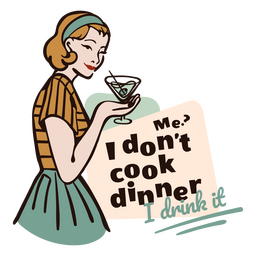 50s Housewife Drinking Meme PNG Design Transparent PNG
