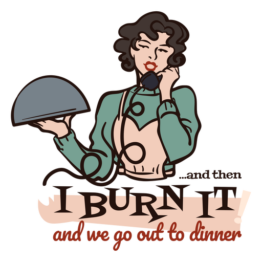 50s Housewife Burning Dinner PNG Design
