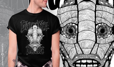 Creepy gargoyle monster hand drawn t-shirt psd