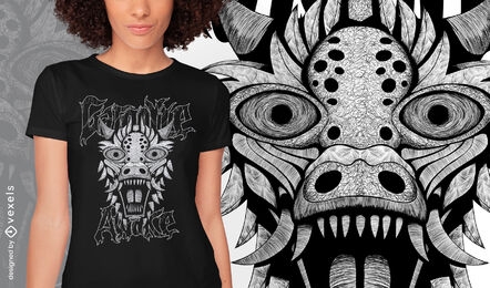 Gargoyle dragon monster hand drawn t-shirt psd