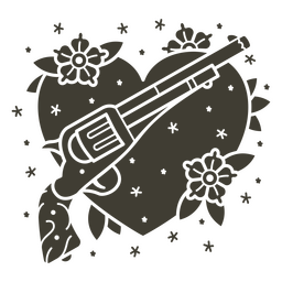 Revólver del salvaje oeste y un corazón recortado Diseño PNG