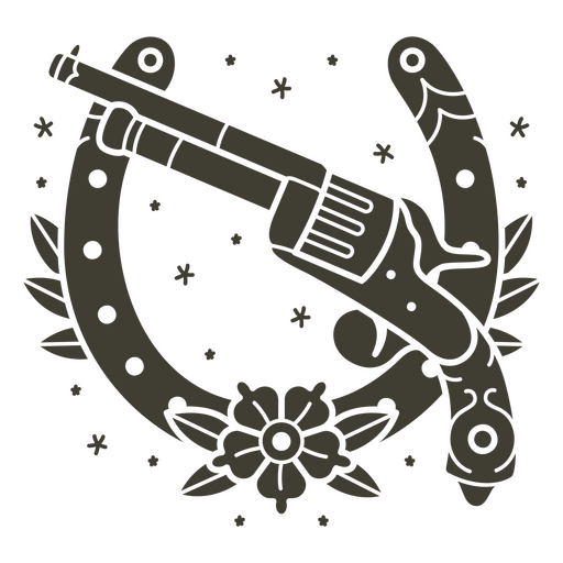 Gun floral tattoo style PNG Design