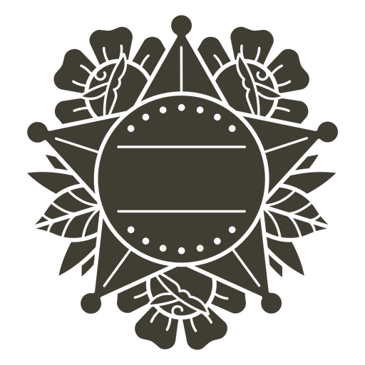 Etiqueta floral del salvaje oeste recortada Diseño PNG