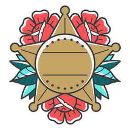 Traditional Tattoo Sheriff Badge PNG Design Transparent PNG