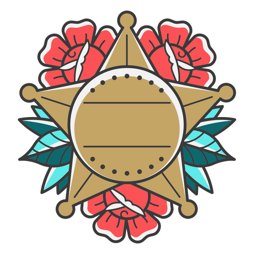 Traditional Tattoo Sheriff Badge PNG Design