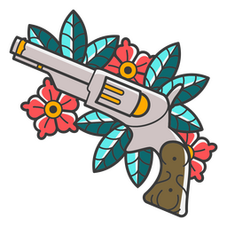 Wild west revolver tattoo PNG Design