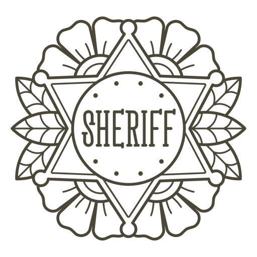 Wild-West-Sheriff-Abzeichen-Strich PNG-Design