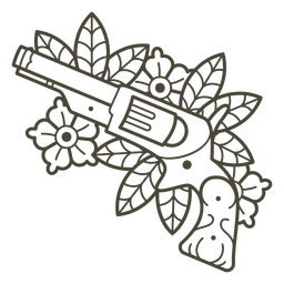 Curso de revólver floral do oeste selvagem Desenho PNG