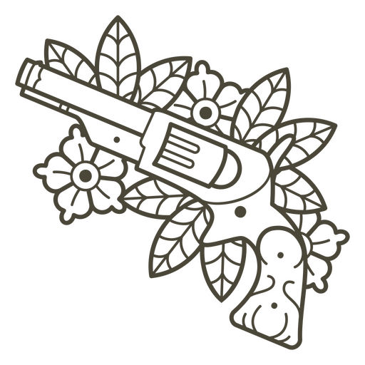 Wild west floral revolver stroke PNG Design