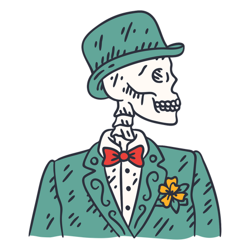 Trazo de color del esqueleto del d?a de los muertos. Diseño PNG