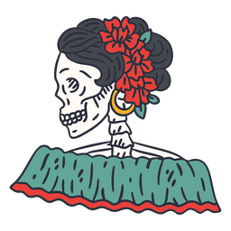 Tag des toten weiblichen Skelettprofils Farbstrich PNG-Design