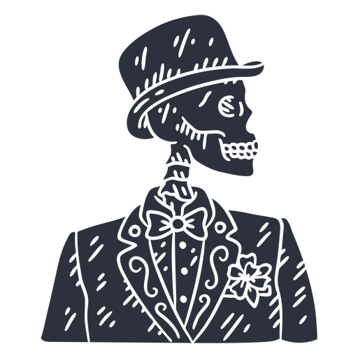 Day of the dead skeleton with suit cut out PNG Design