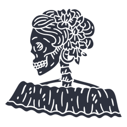 Dia do esqueleto feminino morto cortado Desenho PNG