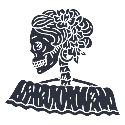 Day of the dead female skeleton cut out PNG Design