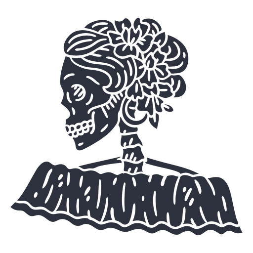 Recorte del esqueleto femenino del d?a de los muertos Diseño PNG