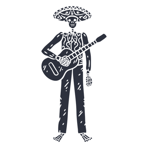 Guitarrista esqueleto del día de los muertos recortado Diseño PNG