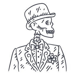 Day of the dead male skeleton stroke PNG Design