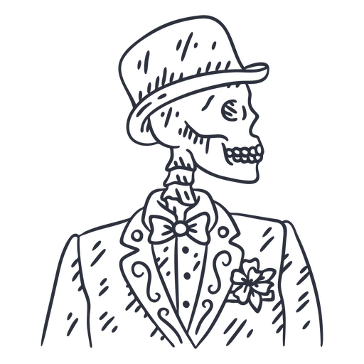 Golpe de esqueleto masculino del día de los muertos. Diseño PNG