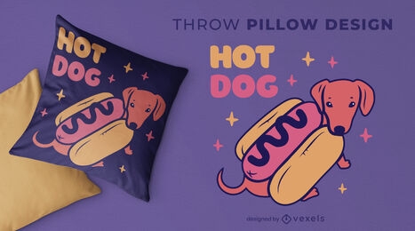 Design de travesseiro de arremesso de fantasia de cachorro-quente