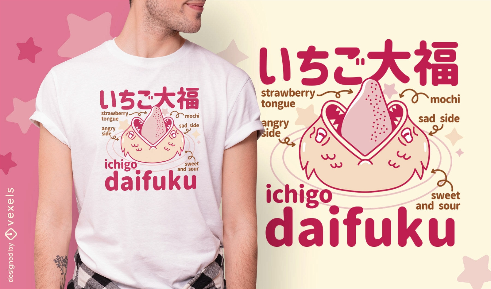 Japanese dessert monster t-shirt design