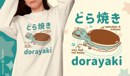 Diseño de camiseta de monstruo de panqueques japonés