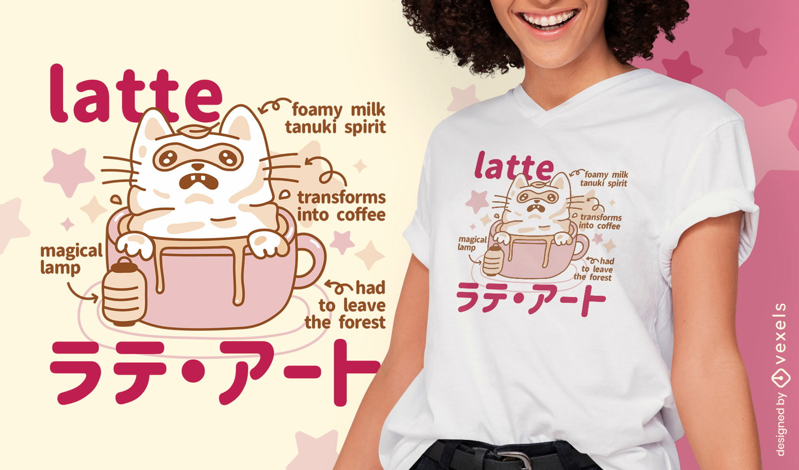 Japanisches Latte-Monster-T-Shirt-Design
