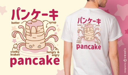 Diseño de camiseta de monstruo de panqueques esponjosos japoneses