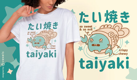 Diseño de camiseta cool taiyaki food monster