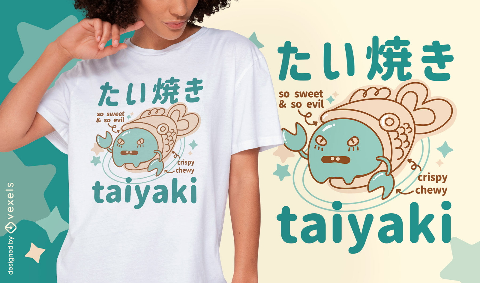 Cool taiyaki food monster t-shirt design