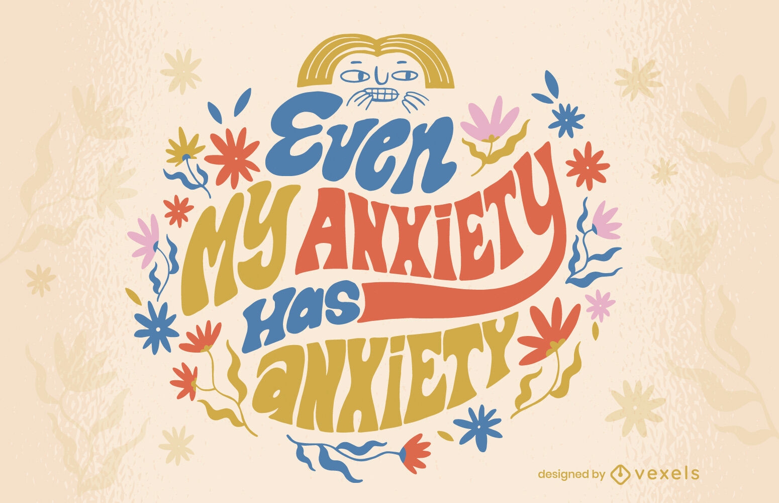 Design de citação de letras de ansiedade engraçado