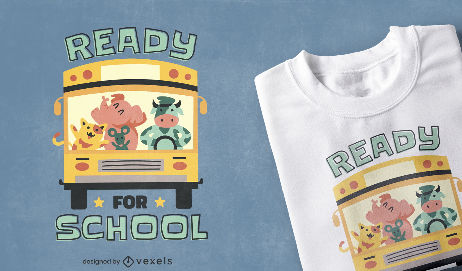 Design de camiseta de ônibus escolar de animal de fazenda