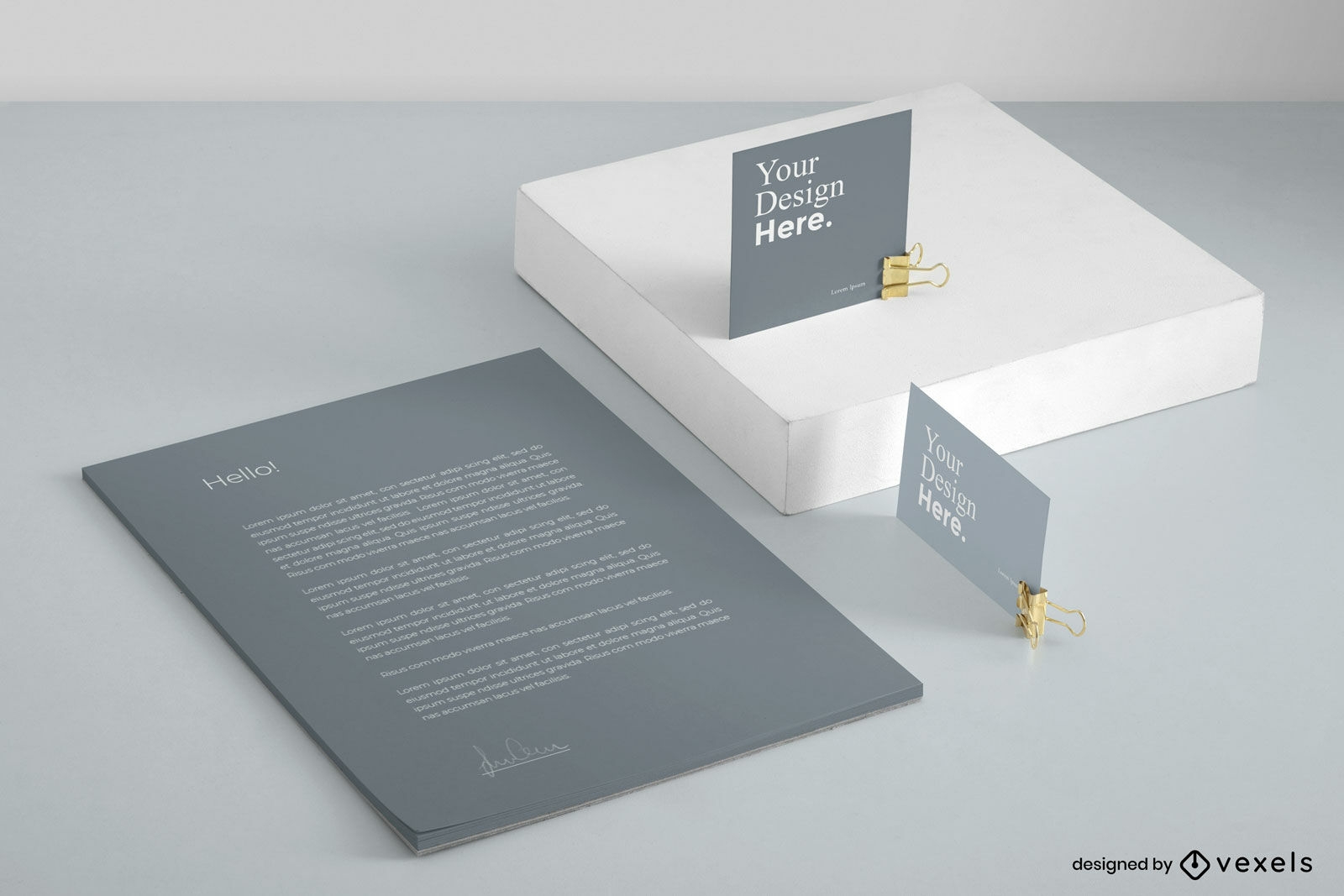 Graues Visitenkarten-Briefpapier-Set Branding-Modell