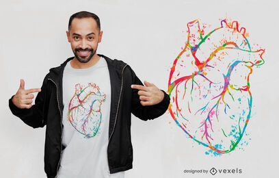 Beautiful watercolor heart t-shirt design