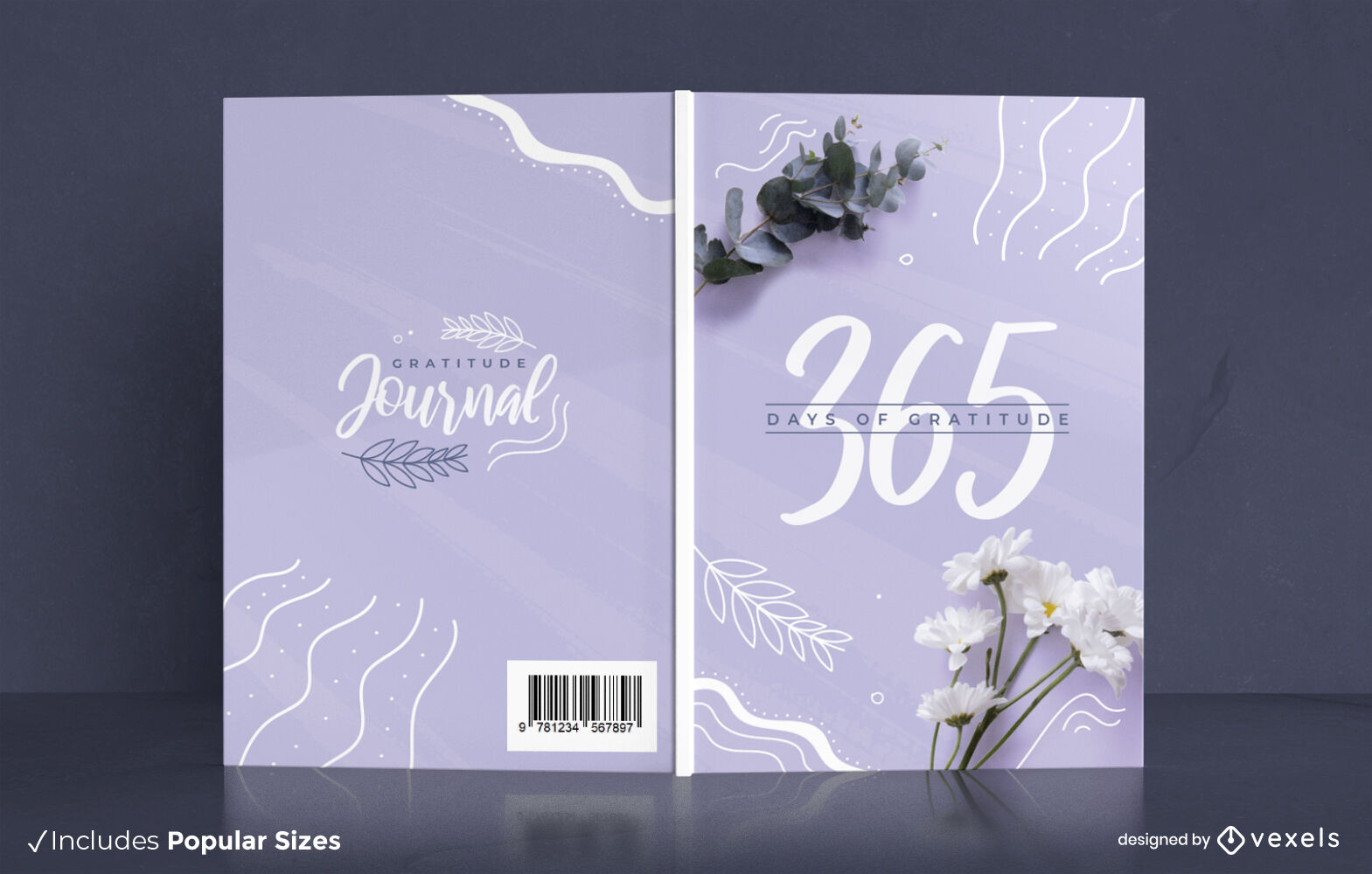 Gratitude journal floral nature cover design