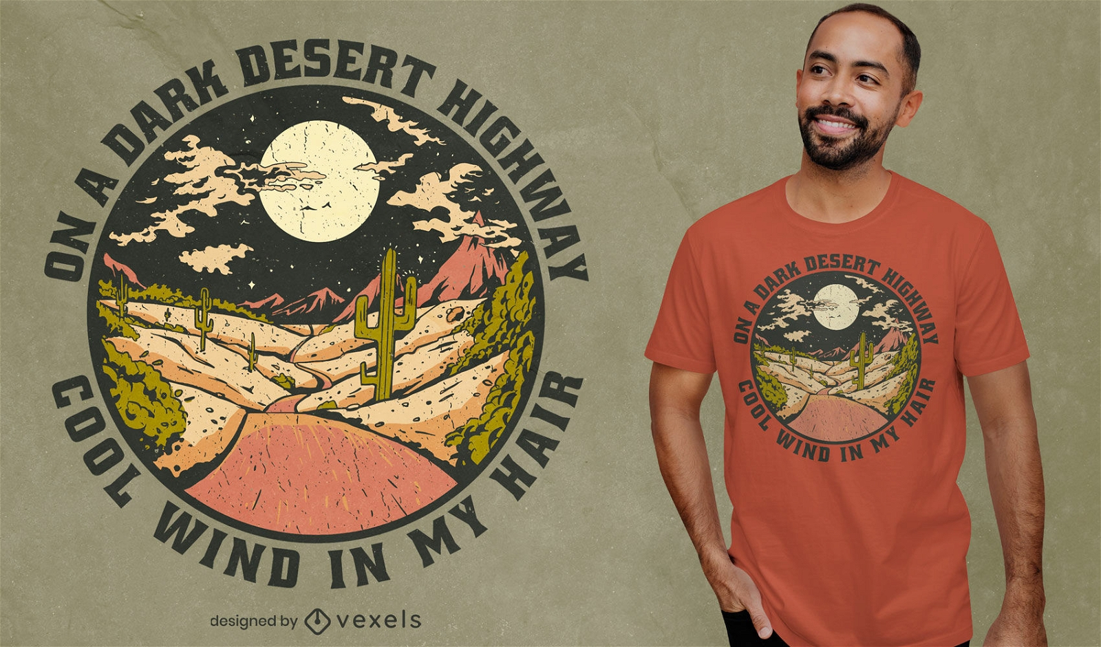 Design de camiseta de citação de estrada do deserto