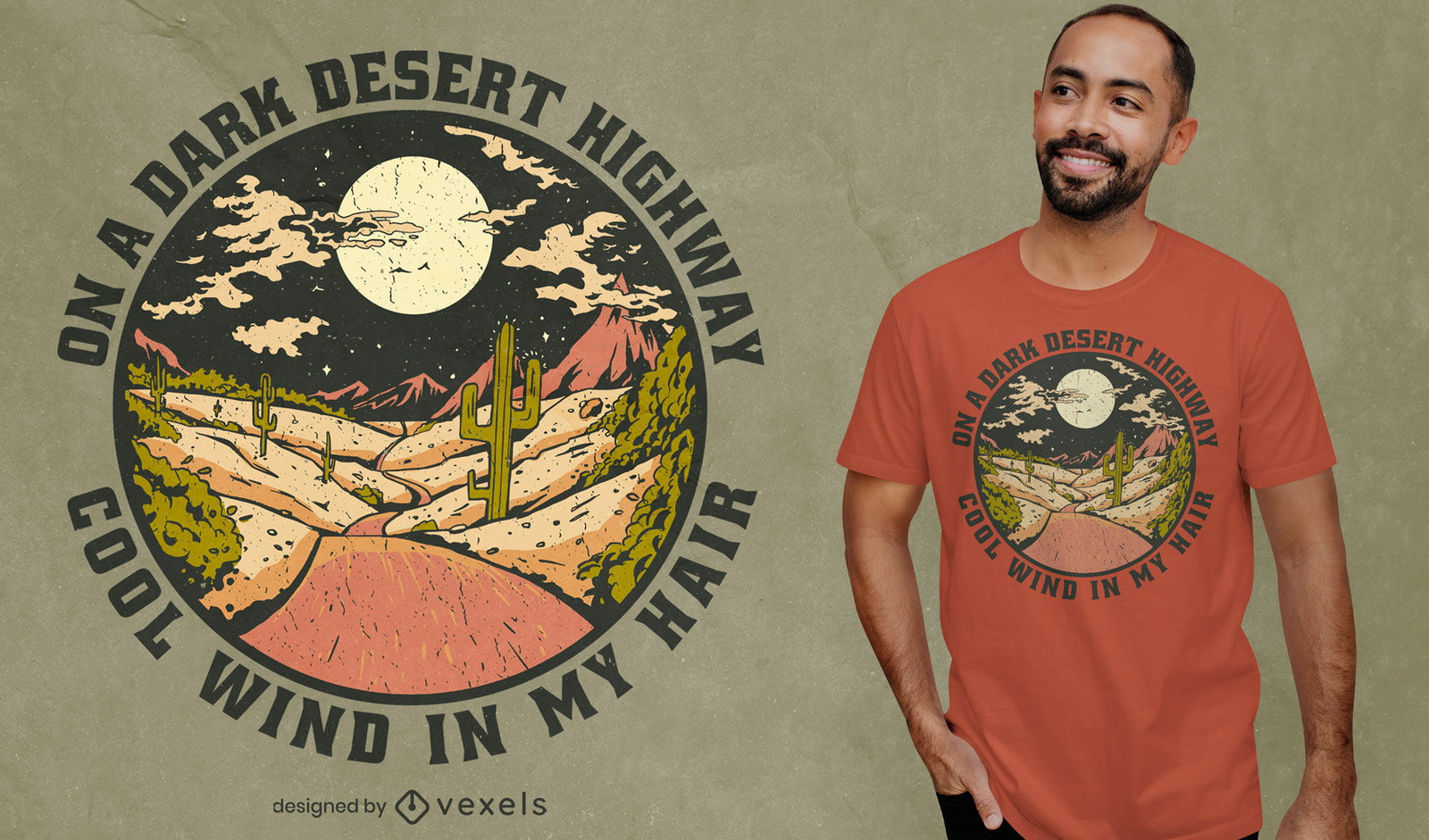 Diseño de camiseta de cita de carretera del desierto