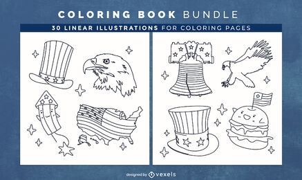 Diseño de páginas de libro para colorear del día de la independencia